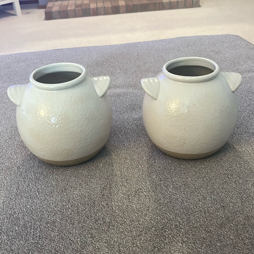 Two Studio Mcgee crock stoneware vase
